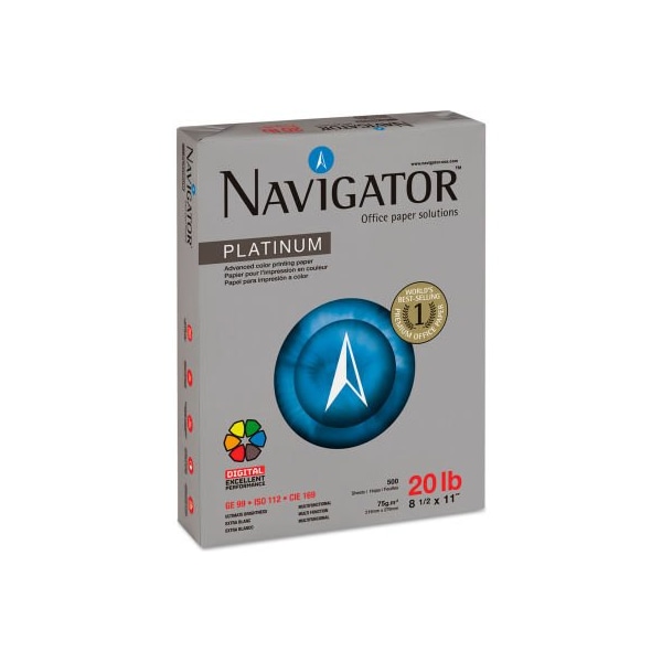 Soporcel North America Navigator Platinum Paper - White - 20 lbs. - 8-1/2in x 11in - 5000 Sheets/Carton NPL1120 - main